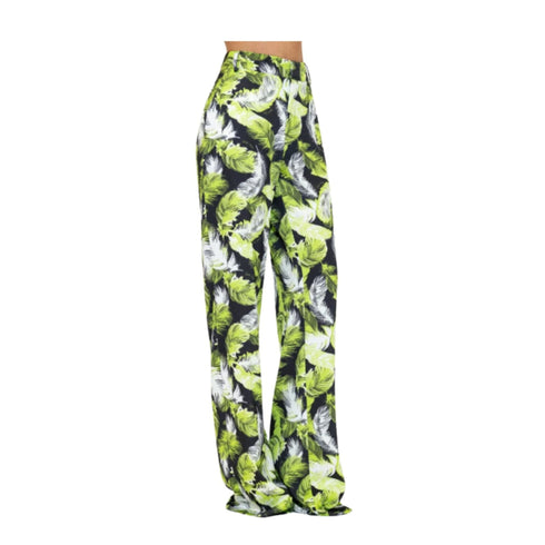 Gaelle Pantaloni Pantalone Donna stampa floreale Verde nero - Francavilla Moda